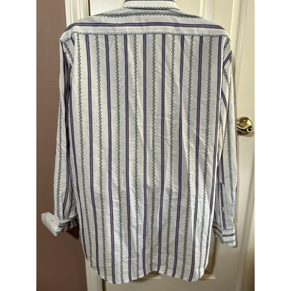 Robert Graham Flip Cuff Multicolor Striped Long Sleeve Button Shirt Mens XL - Picture 4 of 10